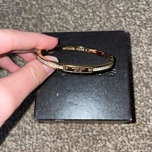 Michael Kors Women's Stainless Steel Bangle Bracelet with Crystal Accents
